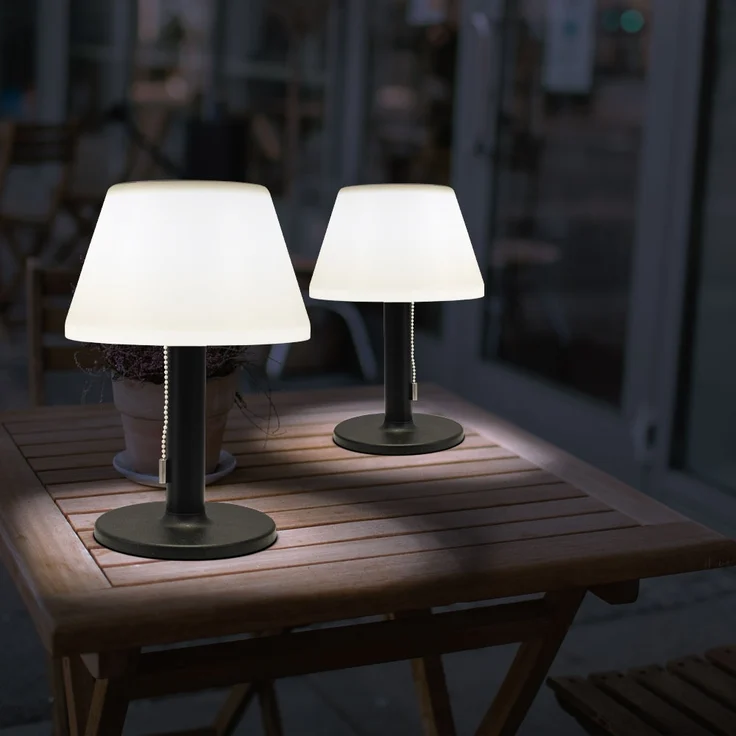 Kynast Solar LED Tischlampe warmweiß schwarz 2-Lichtstufen Außenbereich – Bild 4