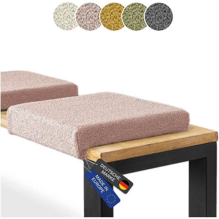 Lycce Bankauflage Bankauflage Klemmkissen 1 Leiste, Boucléstoff powder rosa, (1 St), für Banktiefe ab 35cm, verrutscht nicht, versch. Farben