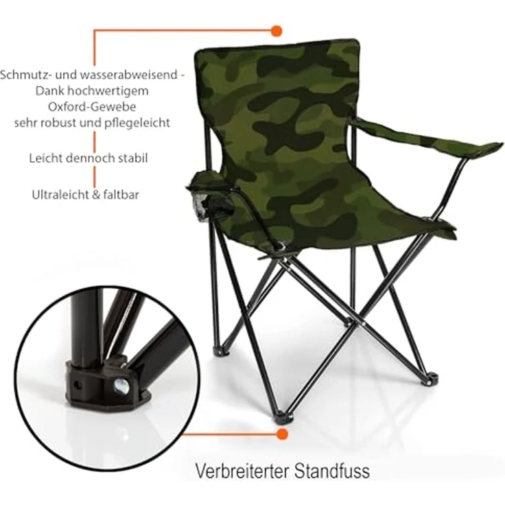 BigDean Campingtisch mit Stühlen camouflage - Camping Tisch Stuhl Set Camping Stühle (Set, 1-St, 2 Stühle mit Tisch), Angel, Festival, Outdoor, Pflegeleicht – Bild 4