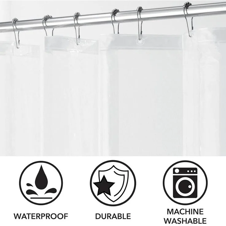 mDesign Duschvorhang Badewannenvorhang PEVA wasserabweisend Vinyl Transparent – Bild 6