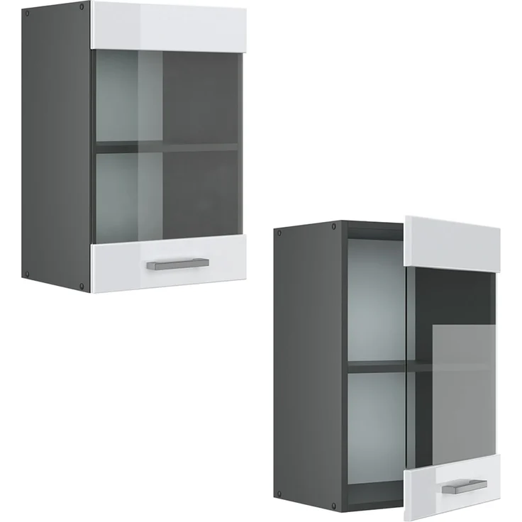 Küchenglasschrank R-Line Weiß Hochglanz 40 cm Vicco – Bild 5