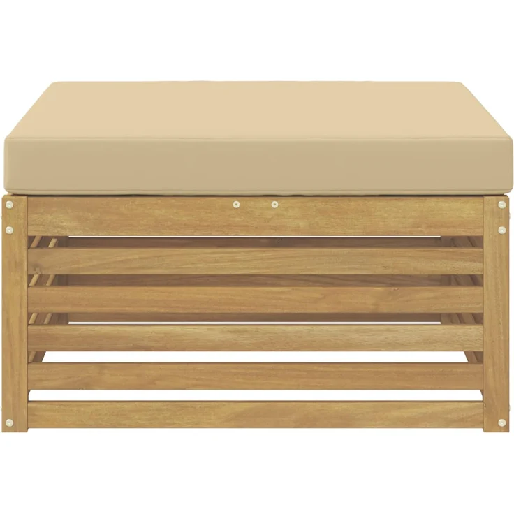 vidaXL Outdoor-Fußhocker Massivholz Akazie Weiß gewaschen und Beige 901565 – Bild 3