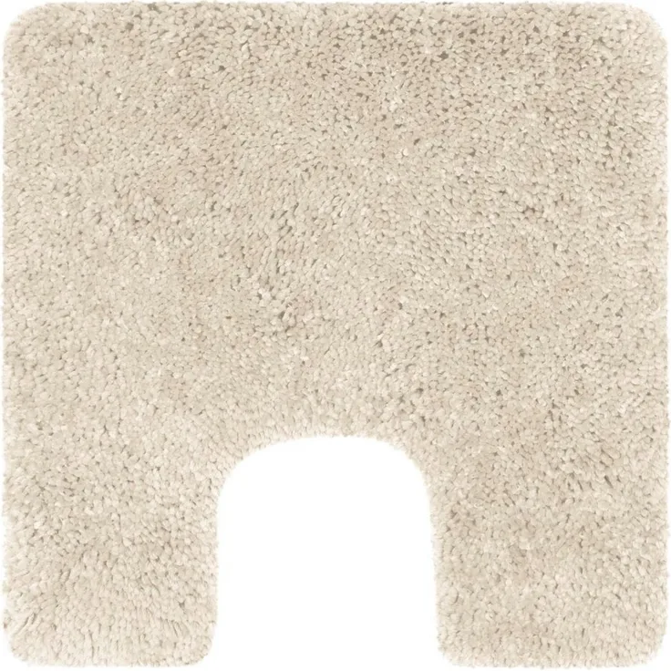 Spirella Badteppich Badematte Duschvorleger Mikrofaser Hochflor | flauschig | rutschhemmend | geeignet für Fußbodenheizung | 55x55 cm mit WC Ausschnitt | Beige