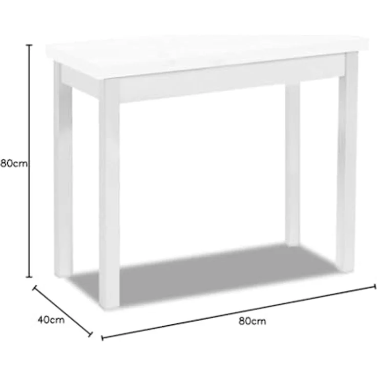 ASTIMESA Küchentisch ohne Schublade und Platte aus laminiertem Holz, weiß, 80 x 40 cm bis 80 x 80 cm – Bild 2