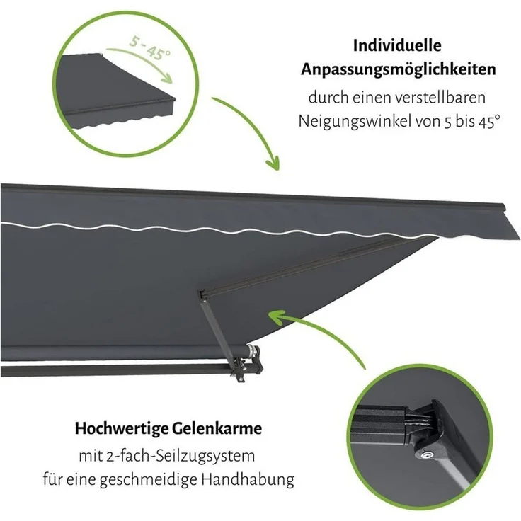 empasa Gelenkarmmarkise "START PLUS" elektrische Markise mit Fernbedienung & Handkurbel – Bild 3