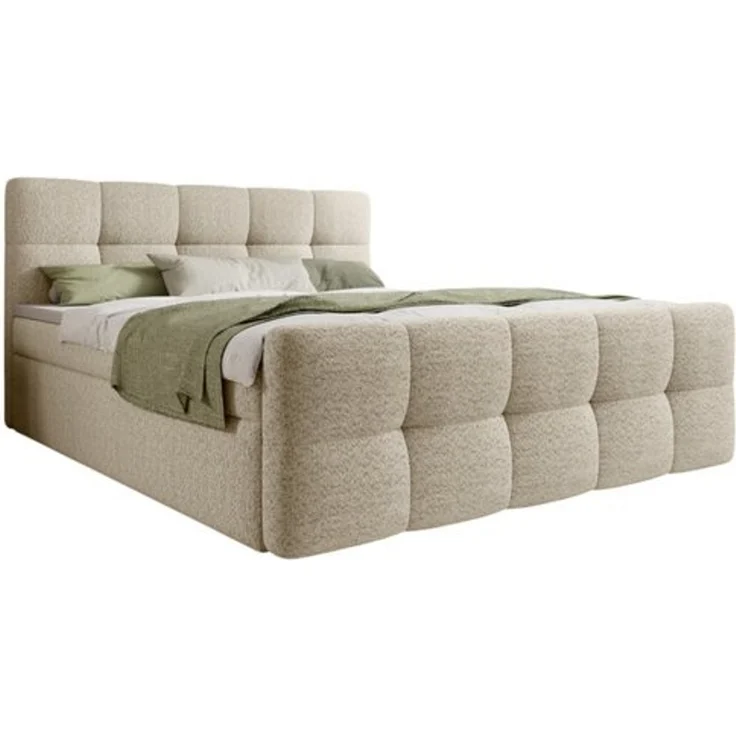 thematys Boxbett mit Bettkasten 180x200cm, mit Bonnellfederkernmatratze H3, Bouclé/Velours, mit Stauraum, mit 3 cm Topper, Creme (Arena 20), Art.-Nr. S04GH0RGQED – Bild 6