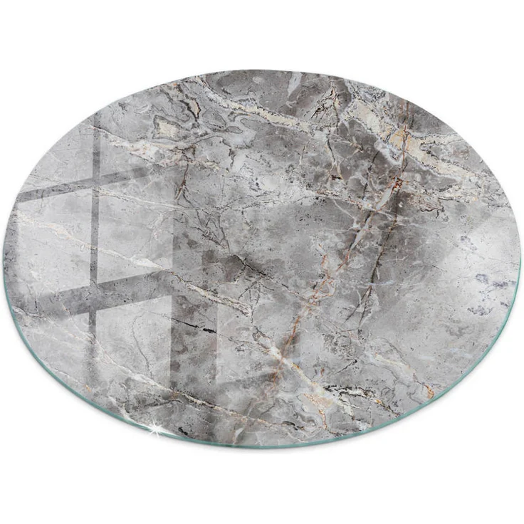 TULUP Tulup Tischplatte, Glas, grau, Ø50 cm, kratzfest und feuchtigkeitsbeständig, ideal für Esstische und DIY-Projekte