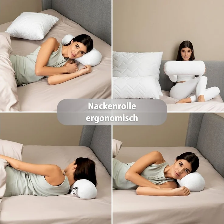 SEI Design Microfaserkissen Nackenrolle 15x40 - NORDIC, Füllung: 100% Mikrofaser, Bezug: Microfaser, Seitenschläfer, Rückenschläfer, Bauchschläfer, 1 Stück, Kochwäsche – Bild 2