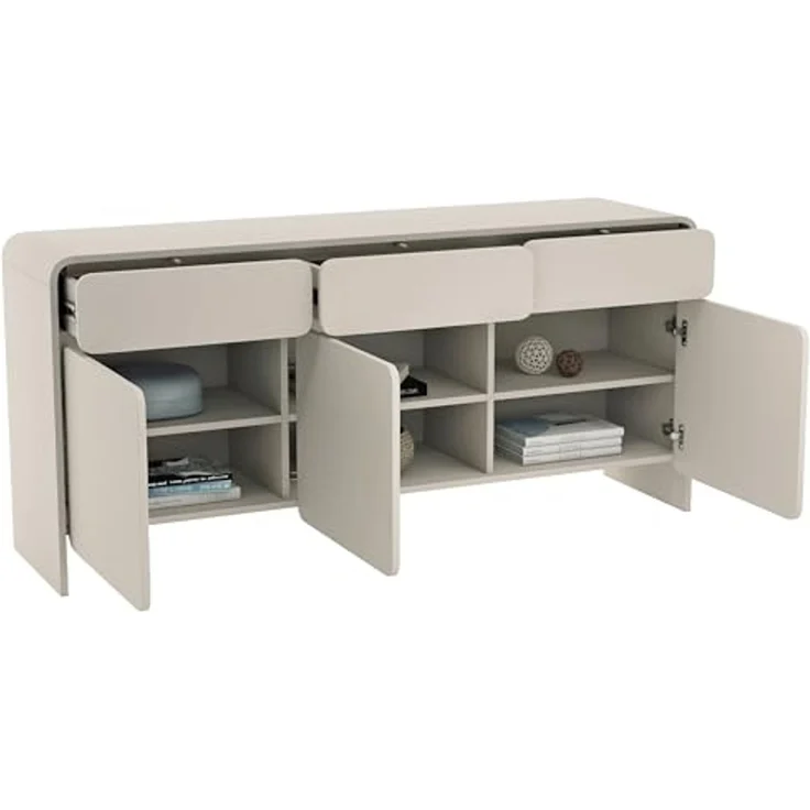 Selsey Kaschmirfarbene Kommode 156 cm Stilvolles Sideboard Schlafzimmer Soft-Close Türen Viel Stauraum mit Schubladen Zeitgemäßes Design Robuste PVC-Kanten Wohnzimmer Sideboard – Bild 5