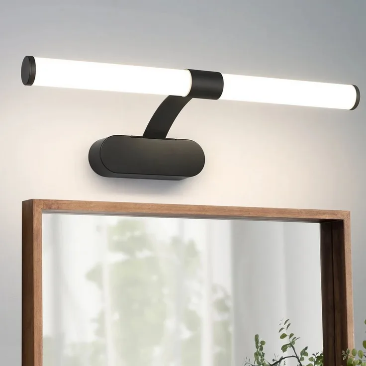 Nettlife LED Spiegelleuchte Schwarz 6W/8W 4000K 40/60CM Spiegellampe, LED fest integriert, Neutralweiß, für Küche schrank Keller