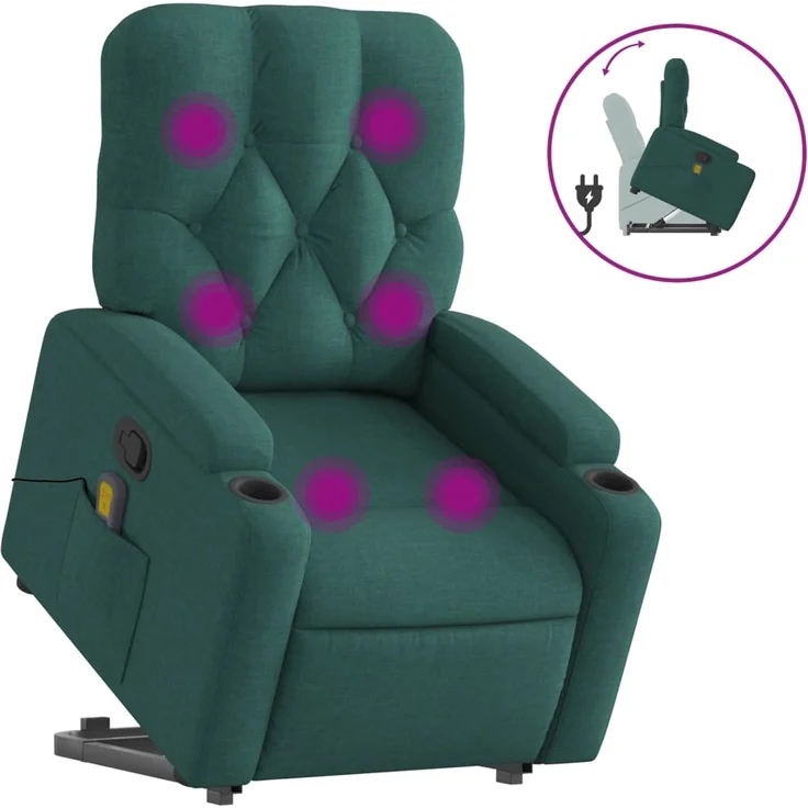 vidaXL Massagesessel mit Aufstehhilfe Dunkelgrün Stoff 3204728 – Bild 1