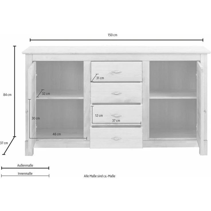 Home affaire Sideboard Rauna, Kommode, B/T/H: 150/37/84 cm – Bild 3
