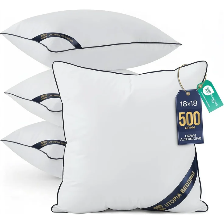 Utopia Bedding Kissen, Kissenfüllung für Bett und als Dekokissen, Sofakissen, Zierkissen für Couch (4, Weiß, 45x45 cm) – Bild 1