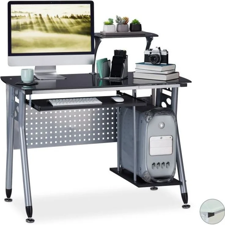 Moderner Computertisch mit Glasplatte – Bild 1
