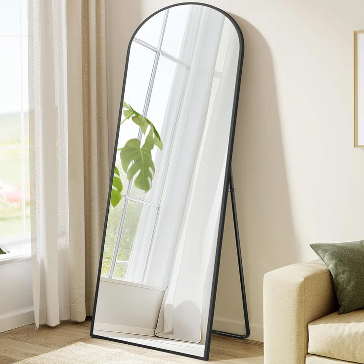 SONGMICS Ganzkörperspiegel, Aluminiumlegierung / Hartglas tintenschwarz, 165x60 cm – Bild 1