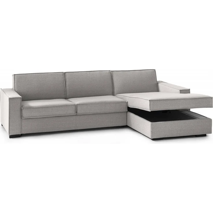 Dmora Sofa mit Halbinsel Ametrino, Ecksofa mit rechter Aufbewahrungshalbinsel, Standardarmlehnen, 100 % Made in Italy, 280 x 95 x 90 cm, Grau – Bild 6