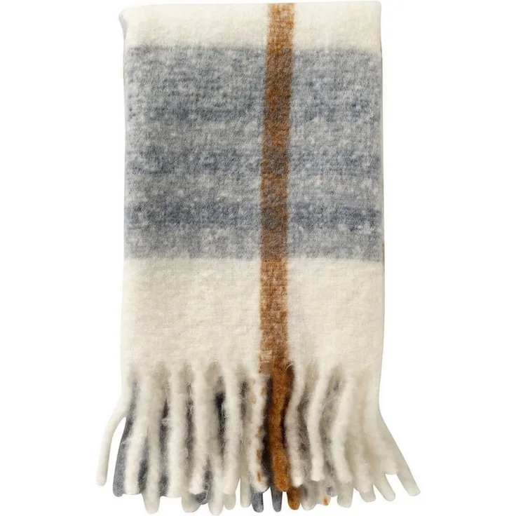 Plaid 'Jamie' 130 x 170 cm Sterling Blue - Blau, Dutch Decor, Fransen, Wolle