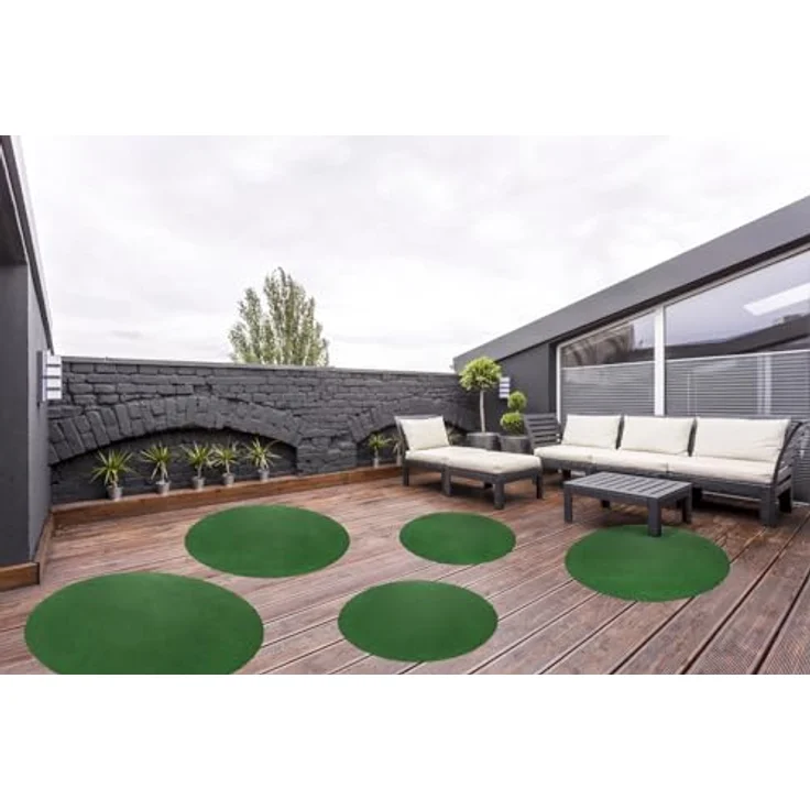 andiamo Kunstrasenteppich Field mit Noppen - Kunstrasen Outdoor zur Verwendung als Balkon Bodenbelag oder Poolteppich - witterungsbeständig rund 250 cm rund Grün – Bild 3