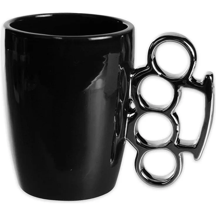 Close Up Schlagring Tasse - Kaffeebecher aus Keramik in schwarz