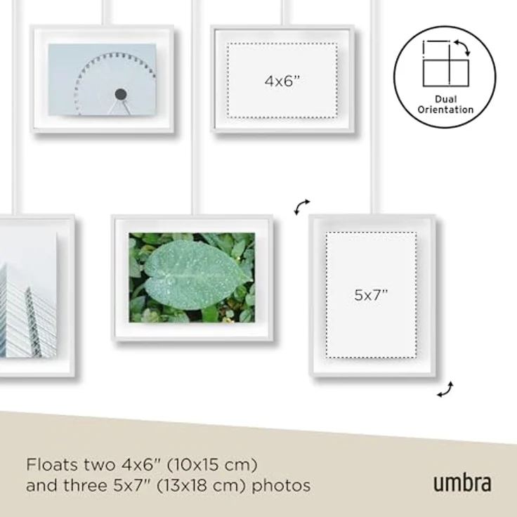 Umbra Bilderrahmen Exhibit, Foto Collage, Bilderrahmen Set, 5 Photos, Glas, Edelstahl, Weiß, 1013426-660 – Bild 6