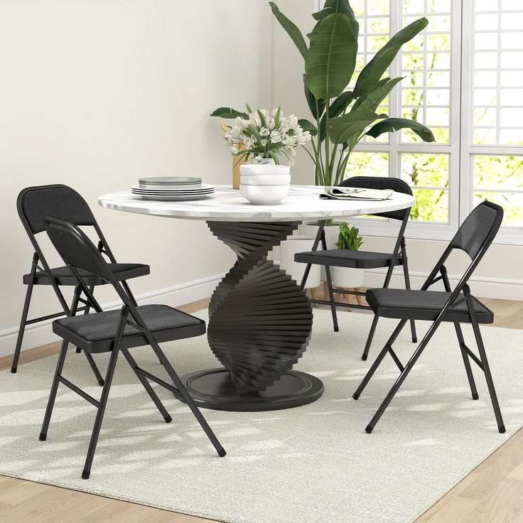 HOMCOM Klappstühle, Polyester, Stahl, Schwarz, 46L x 45B x 78H cm – Bild 2