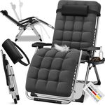 ELONEO Gartenliege mit extra dicker Auflage inkl. Nackenkissen & Getränkehalter, 1 St, Sonnenliege klappbar, 3-stufig verstellbar, bis 200 kg