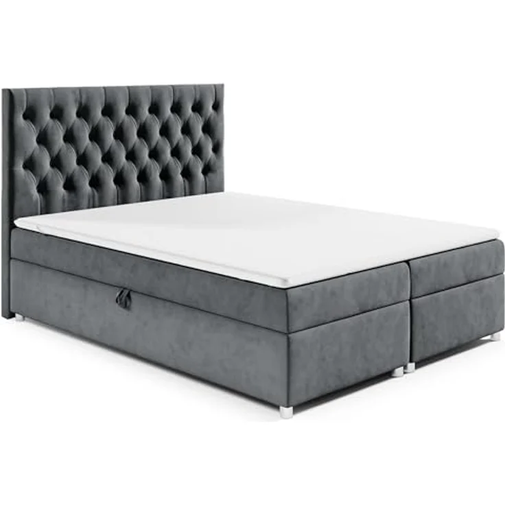 Best For Home Boxbett Trinity K-14, Graphit, 200x200 cm, Boxspringbett mit Bettkasten und 18 cm hoher Matratze – Bild 1