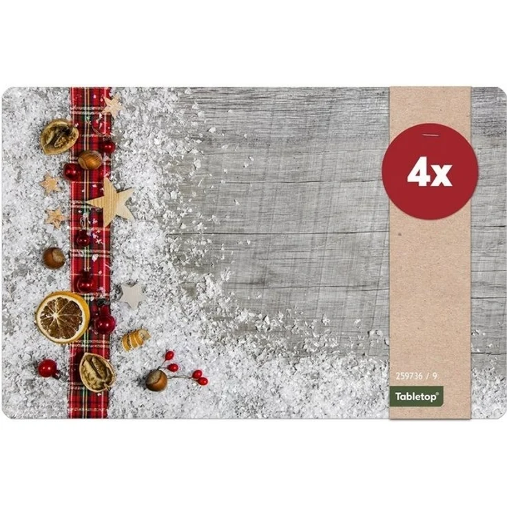 matches21 HOME & HOBBY Platzset Abwaschbare Tischsets 4er Set Weihnachten Deko & Holz, (4-St), Platzsets als Tisch-Untersetzer und Tisch-Deko für Esstisch Teller – Bild 4