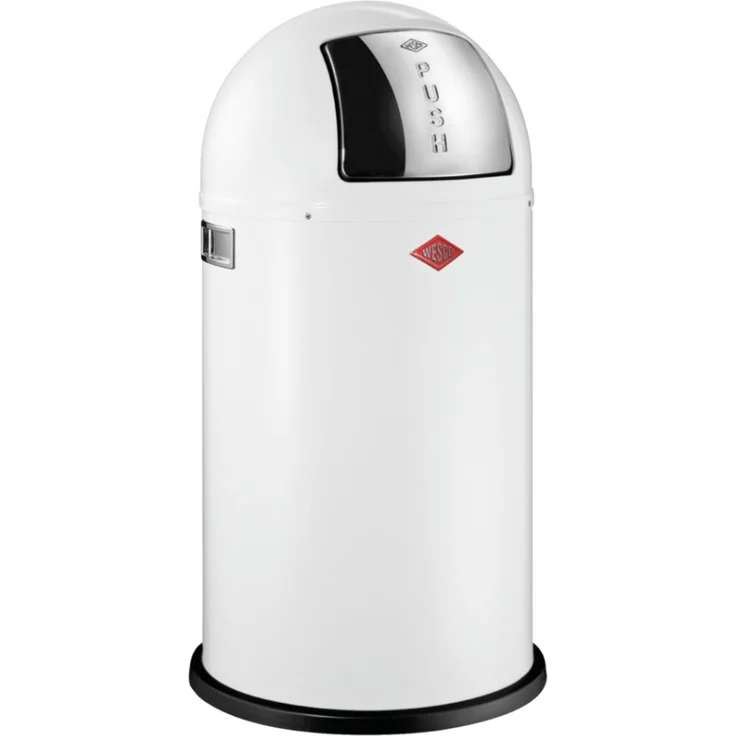 Wesco 'Pushboy' Mülleimer mit Klappdeckel, 50 Liter, Stahlblech, Weiß matt – Bild 5