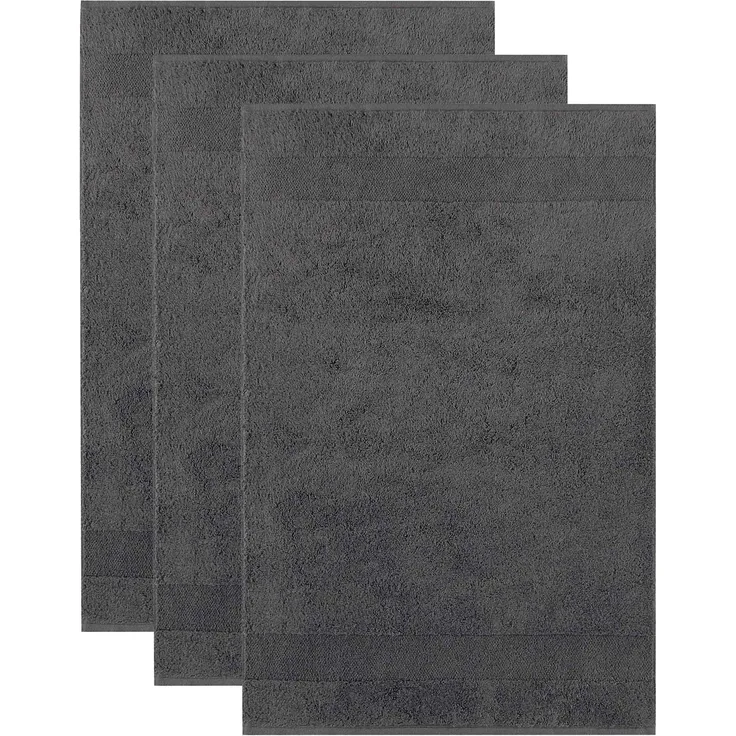 Villeroy & Boch Gästetuch, 3er Pack - One, Walkfrottier, Handtuch, Baumwolle Dunkelgrau 30x50 cm