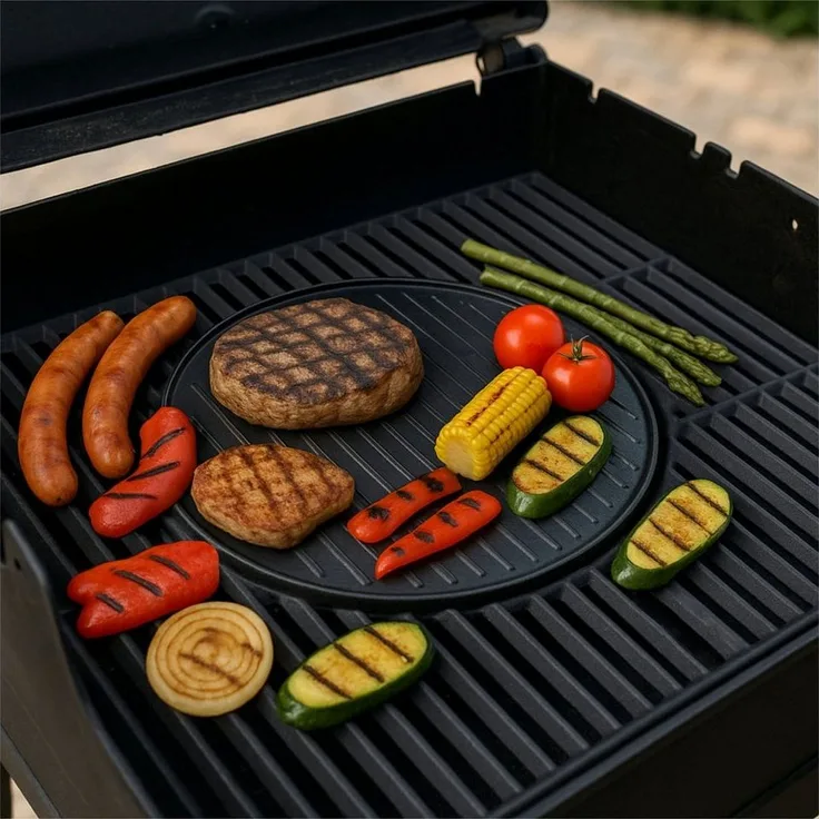 BBQ-Toro Grillplatte Gusseisen Grillplatte Ø 30 cm, Plancha Grillplatte für für Weber GBS, Kann direkt genutzt werden