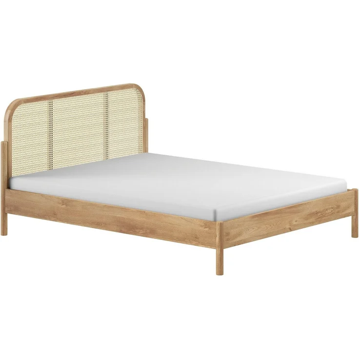 Doppelbett Olive 160 x 200 cm Eiche MDF Rattan Natur – Bild 1