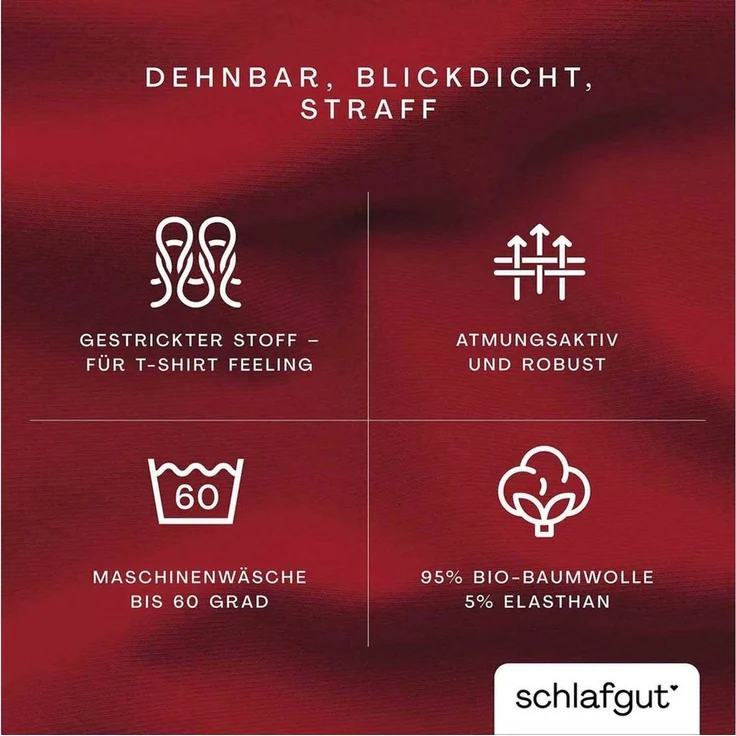 Schlafgut 'Pure' Spannbettlaken, Gummizug: rundum, für Matratzen bis 30cm Höhe, Bio-Baumwolle mit Elasthan, Red Deep, XL 180x200 cm - 200x220 cm – Bild 2