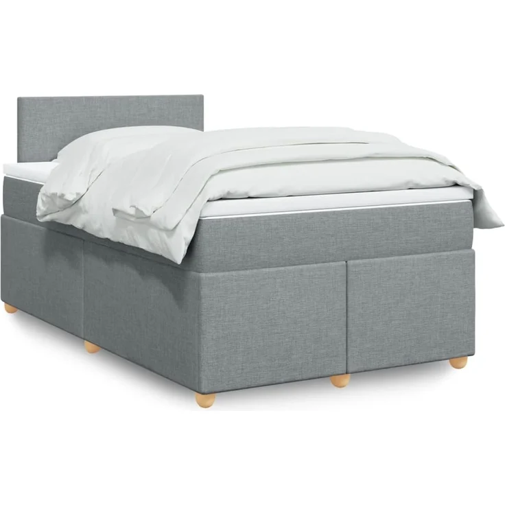 vidaXL Boxspringbett mit Matratze Hellgrau 120x200 cm Stoff 3288940 – Bild 1