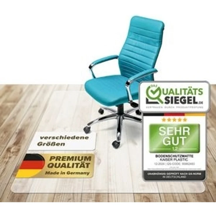 Kaiser plastic Bodenschutzmatte für Hartboden - Bürostuhl Unterlage - Unterlage Schreibtischstuhl, Schutzmatte transparent - rutschfest - Stuhlunterlage Made in Germany – Bild 6