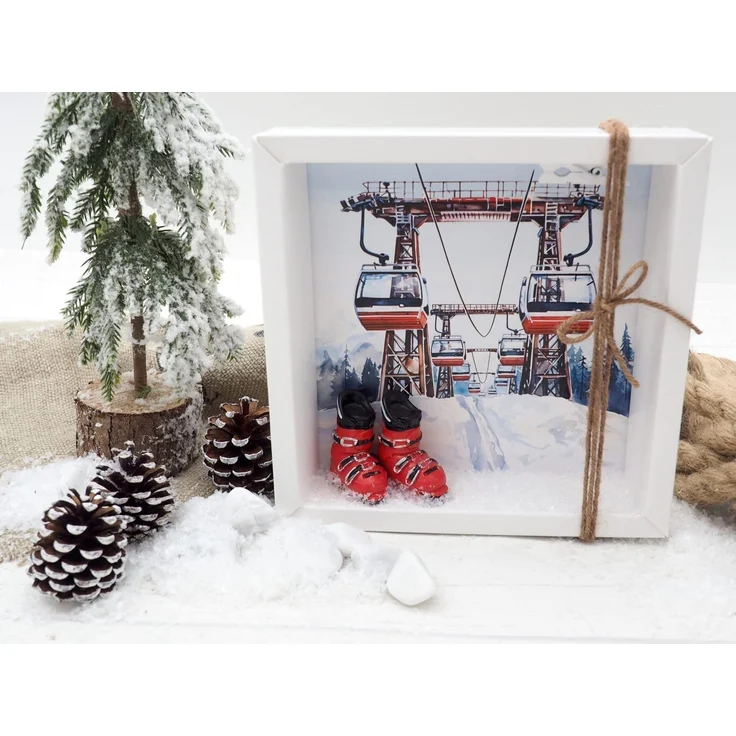 ZauberDeko Geschenkbox Geldgeschenk Verpackung Gutschein Skiurlaub Ski Rot Weihnachten – Bild 4