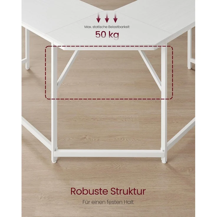 VASAGLE Eckschreibtisch, L-förmiger Computertisch, 149 x 149 x 76 cm, platzsparender Bürotisch, Homeoffice, Gaming, ahornweiß LWD073W01 – Bild 3