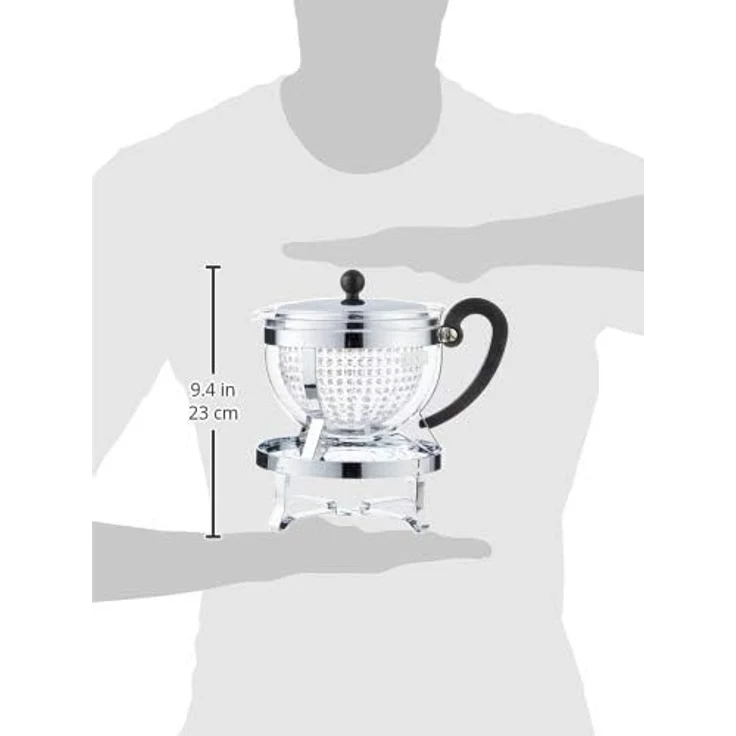 Bodum Teebereiter mit Kunststofffilter 1.3 L mit Rechaud Chambord Set verchromt + 2 doppelwandige Gläser 0.35 L – Bild 6