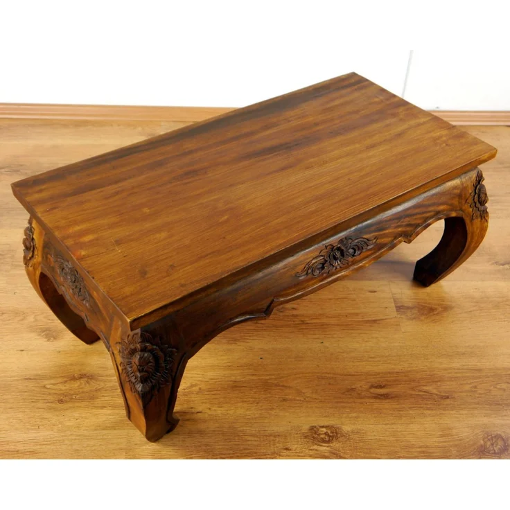 livasia Opiumtisch livasia Opiumtisch, Couchtisch mit Schnitzerei, Akazie 80x40x35cm – Bild 3