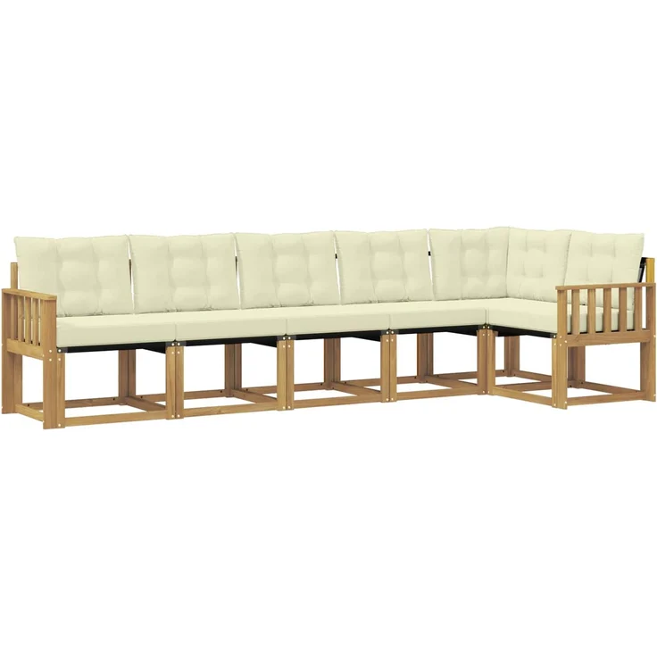 vidaXL Outdoor-Sofagarnitur 6 stk. 6-Sitzer Weiß und Creme 3389520 – Bild 2