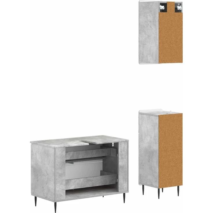 vidaXL 3-teiliges Badezimmer-Schranksystem HAARLEM Betongrau 3417777 – Bild 6