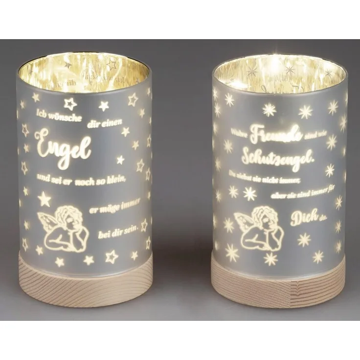 formano Nachttischlampe Sprüche, mit Timer, Silber, Motiv: Engel