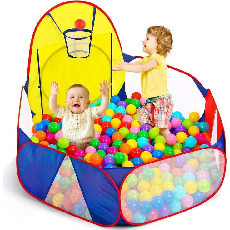 Kinder Bällebad großes Pop-Up Spielhaus Basketballkorb Aufbewahrungstasche 120 – Bild 1