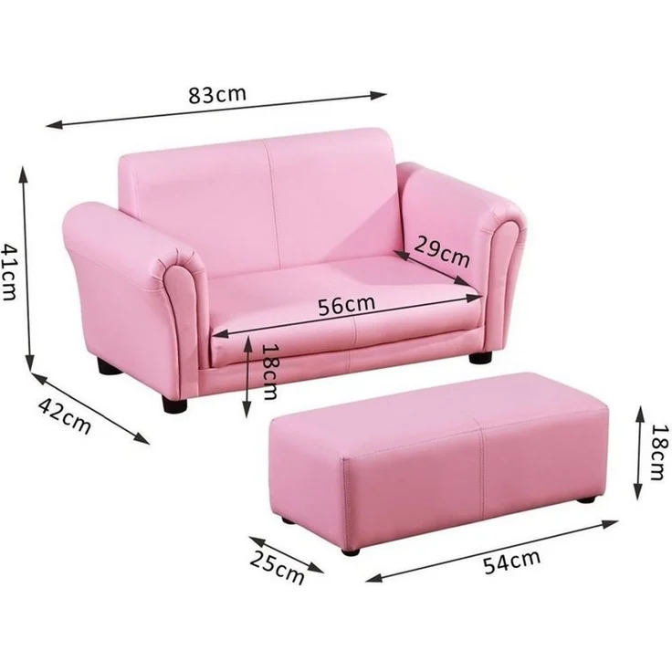 HOMCOM Sofa Kindersofa mit Hocker – Bild 3