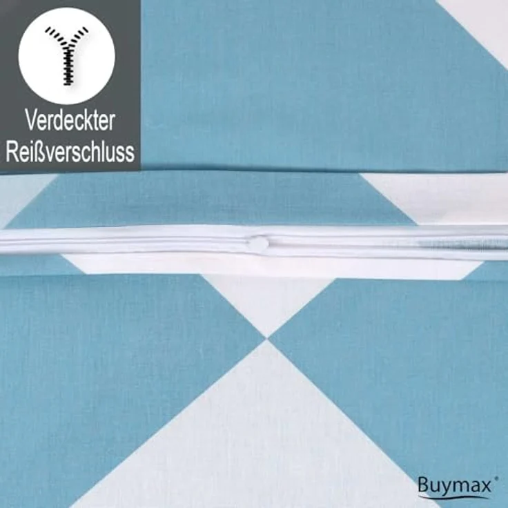 Buymax Bettwäsche Anaga, Bettgarnitur, Bettbezug Set, Renforce: 100% Baumwolle, 2 teilig, mit Reißverschluss, modern gemustert, Karo, Blau, Petrol, 135x200 cm – Bild 5