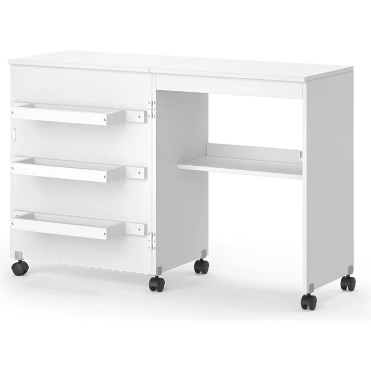 Nähtisch Carmen Weiß 118 x 77.5 cm mit 3 Regalen Vicco – Bild 1