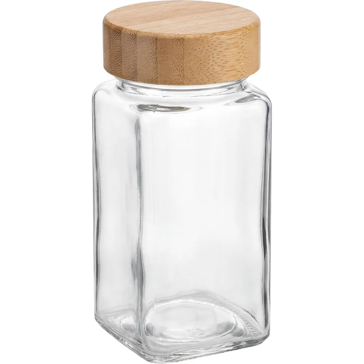 CLP 24er Set Gewürzgläser eckig 120ml Streueinsätze Etiketten Trichter Bürste,natura Holz – Bild 5