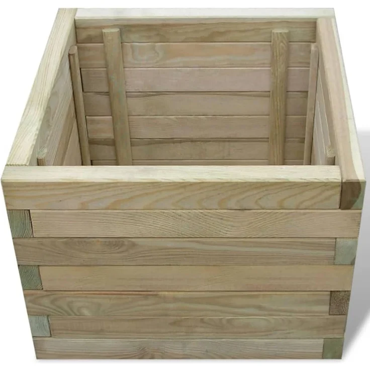 DELUKE® Hochbeet aus Kiefernholz MILA Grün, imprägniert 50x50x40cm Wetterfest Gartenbeet Holz Kräuterbeet Blumenbeet Beet hoch Frühbeet für Garten Gemüsebeet – Bild 3