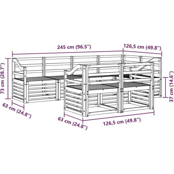 vidaXL Outdoor-Sofagarnitur 7 stk. 7-Sitzer Natur Massivholz Akazie 3384480 – Bild 3