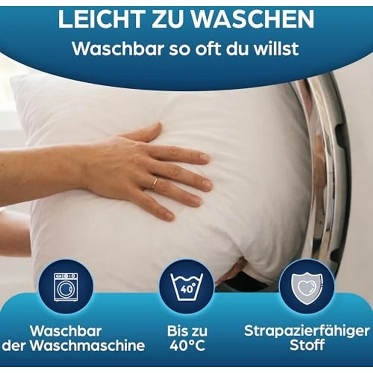 Flowen Kopfkissen 40x70 cm Kissen für Bett 40x70 2er Set Bettkissen Hypoallergene Anti-Milben Weiche Kissenfüllung mit Weicher Gesteppter Kopfkissenbezug 100% Polyester Schlafkissen – Bild 6